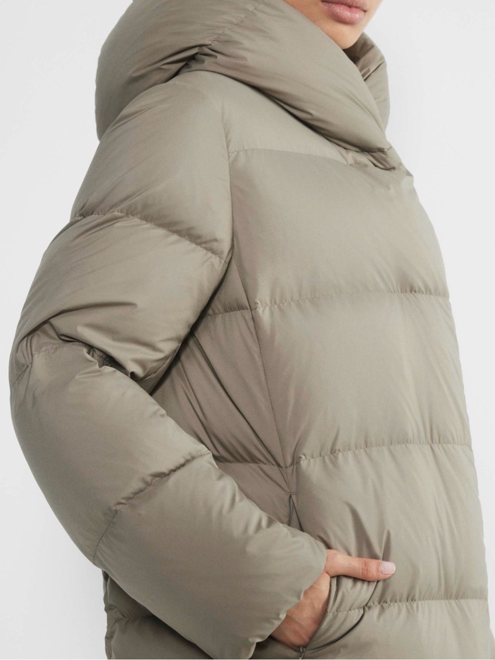 Babaton Duvet Puffer Coat in Sage Green - Mid Length